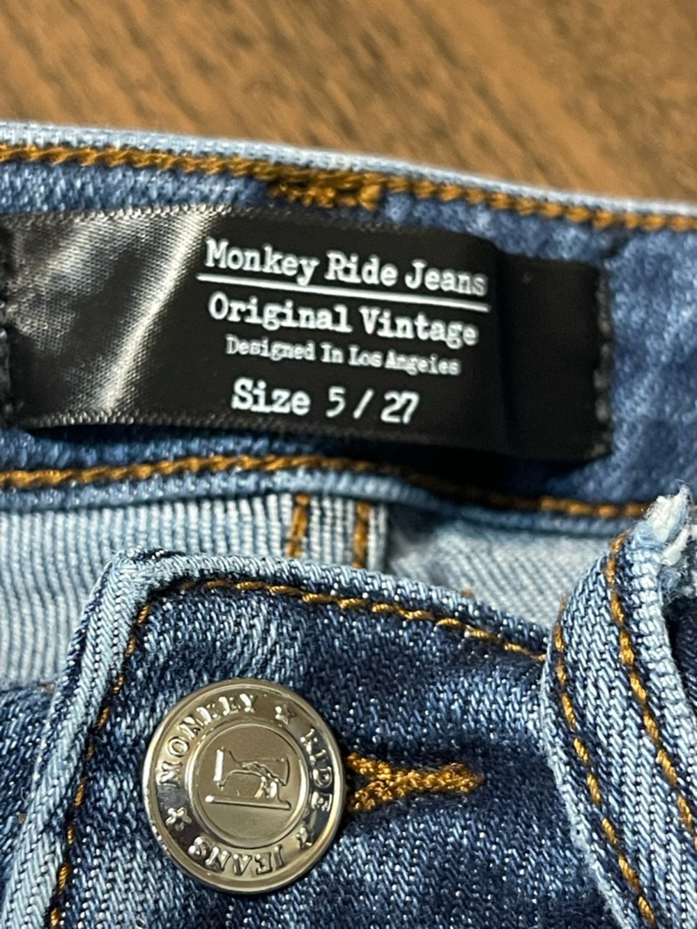 Monkey Ride High-Rise Dark Blue Skinny Jeans with Distressed Knees - Picture 3 of 9
